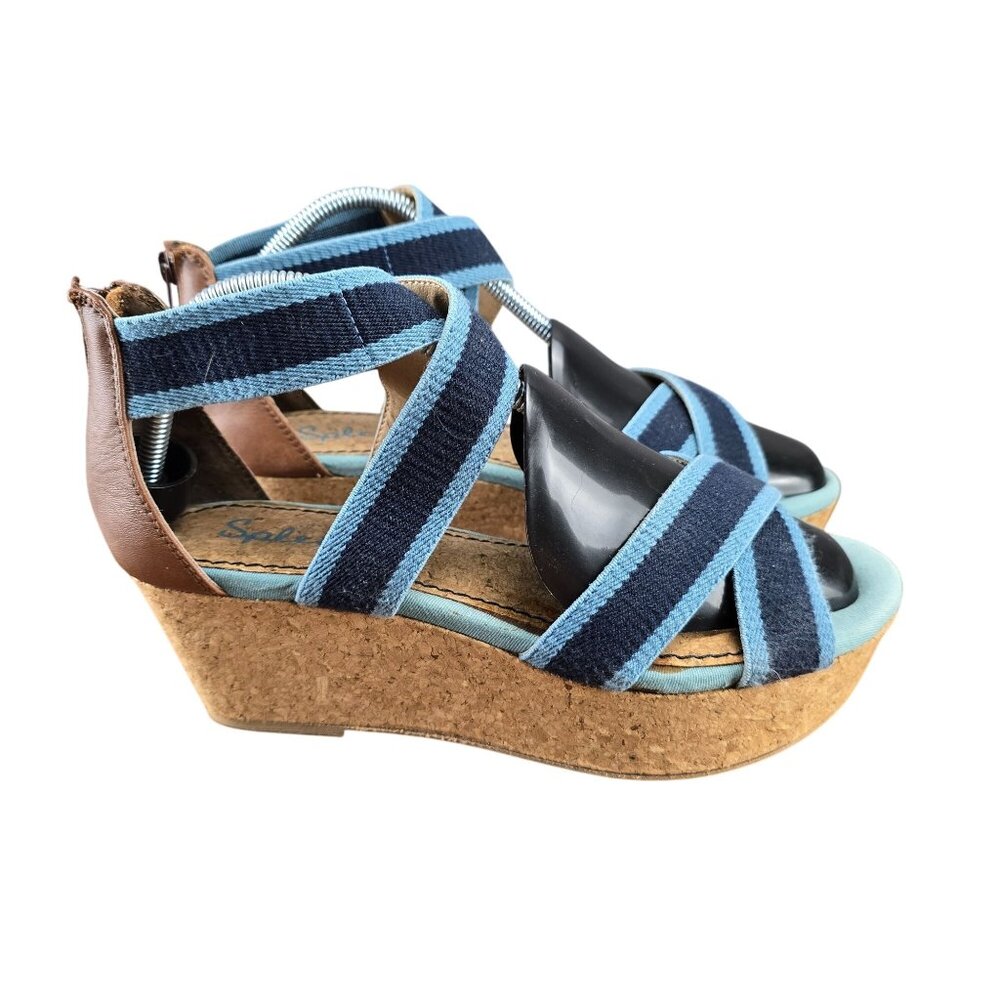 Splendid Womens Wedge Sandals Size 10M Leather Straps Cork Sole‎ Wedge